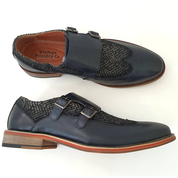 Vintage Foundry Co. Monk Strap Leather Navy Shoes main image 10